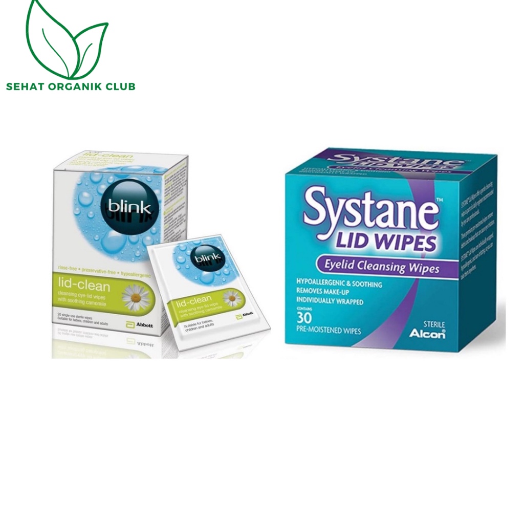 Blink Lid-Clean Sterile Wipes with Chamomile 20 ; Alcon Systane Lid Wipes (Eyelid Cleansing Wipes) 3