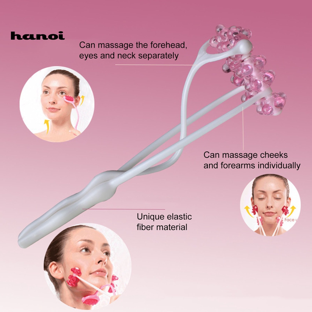 HQTM_Face Up Roller Flower Style Skin Lifting Ergonomics Handle Slim Neck Facial Massager Remove Double Chin Tool for Female