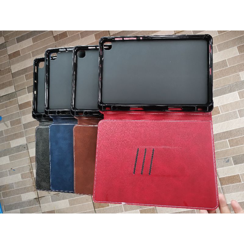 Sarung Buku Samsung Galaxy Tab S6lite S6 Lite P610 P615 P610n Leather Case Flip Cover Casing Folio Book Softcase Silicon Silikon Smart pelindung tempat Pen slot kartu