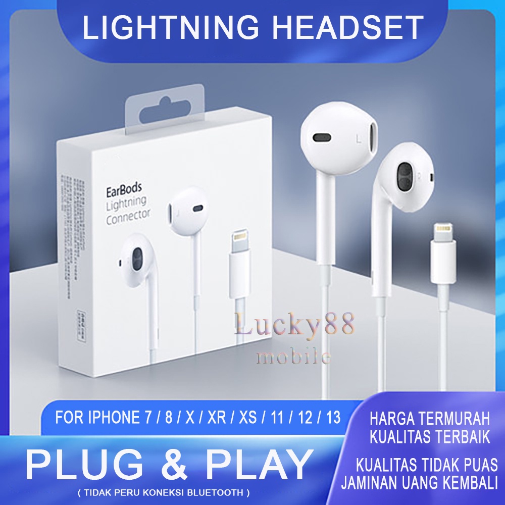 PLUG & PLAY Earphone / Headset Lightning Ori Suara Jernih Super Bass