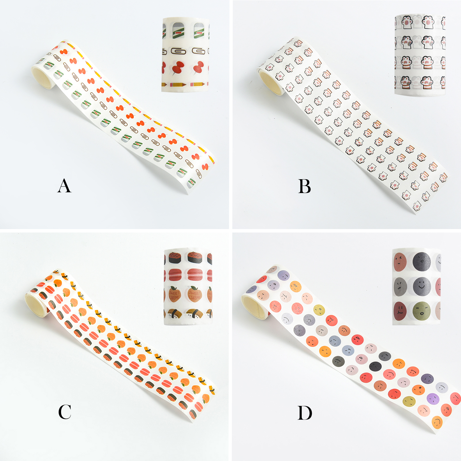 Stiker Kertasselotip Washi Gambar Wajah Beruang Tersenyum Lucu Untuk Jurnal-1
