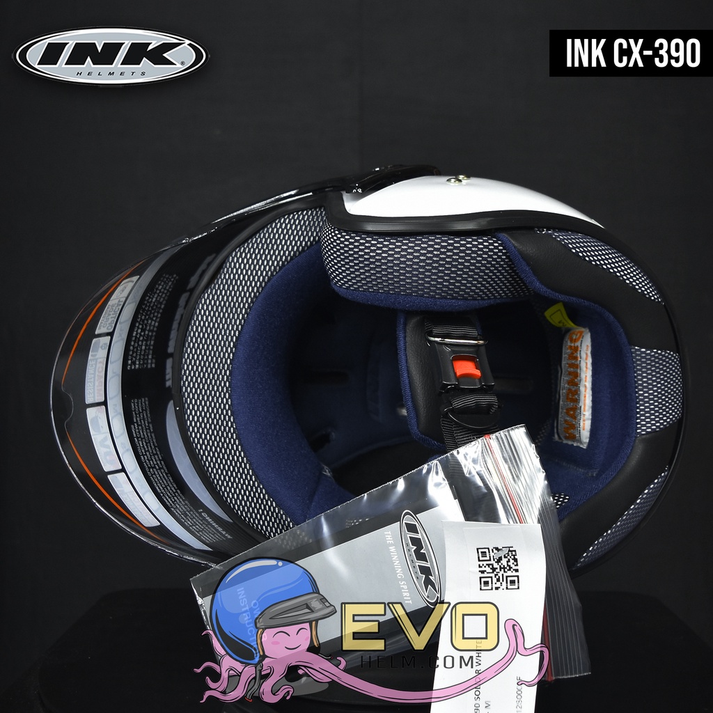 HELM INK CX390 WHITE SOLID ORIGINAL - HELM INK CX 390 INK BATMAN INK MALANG INK TOPI ORIGINAL