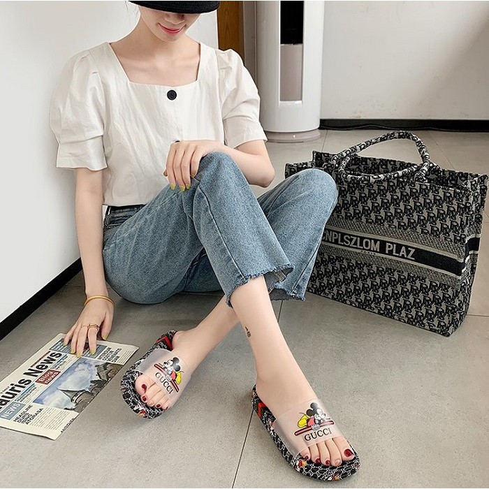 COD✓ SANDAL MICKEY GG STRIPE SANDALS 031260