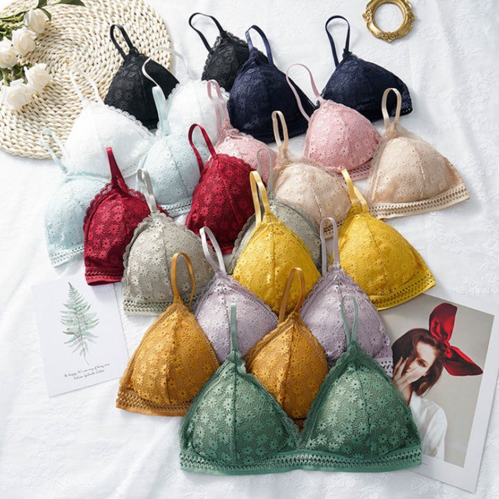 ❀ Chingu ❀ PW095 COD Bra Busa Wanita Bahan Lace Lembut Cantik Seksi Tanpa Kawat BH Import Surabaya