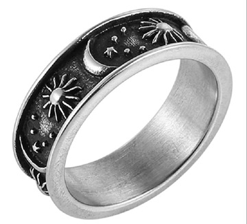 Star Moon Sun ring men's ring  Cincin bulan