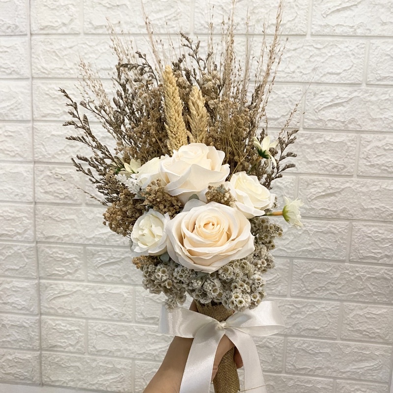 Buket bunga pernikahan lamaran Rustic bunga kering dried flower premium murah