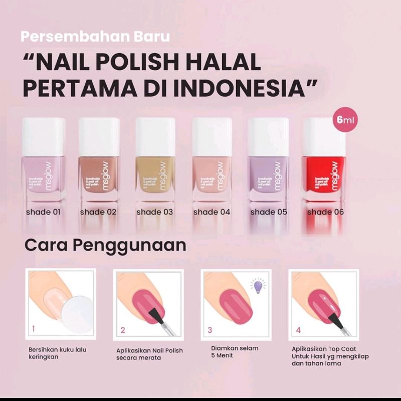 MsGlow Peel off nail Polish/Kutek/Cat kuku halal