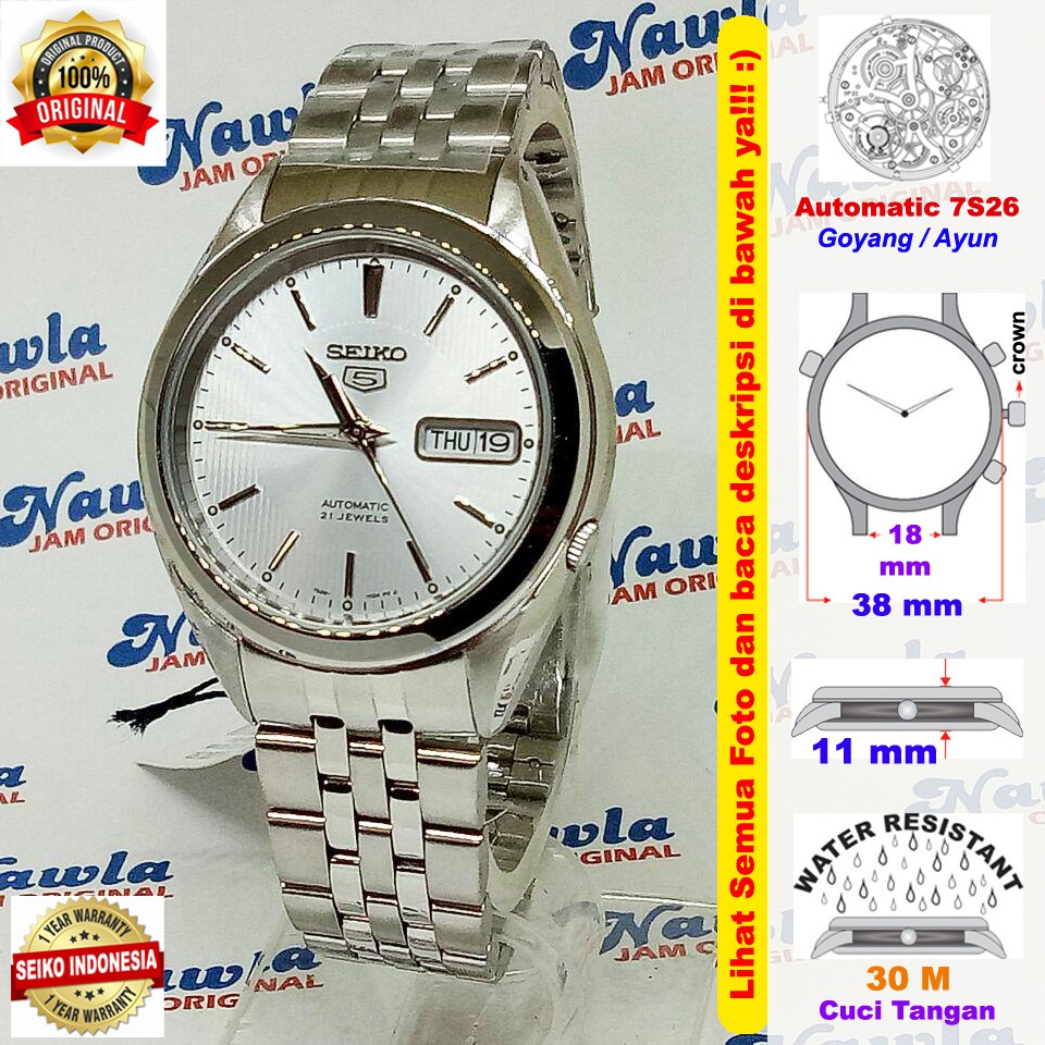 Seiko 5 SNKL15K1 Automatic Full Silver - Jam Tangan Pria SNKL15