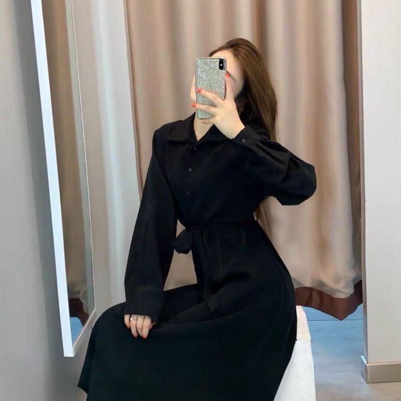 LBD Little Black Dress Collar Dress Korean Style Import Premium