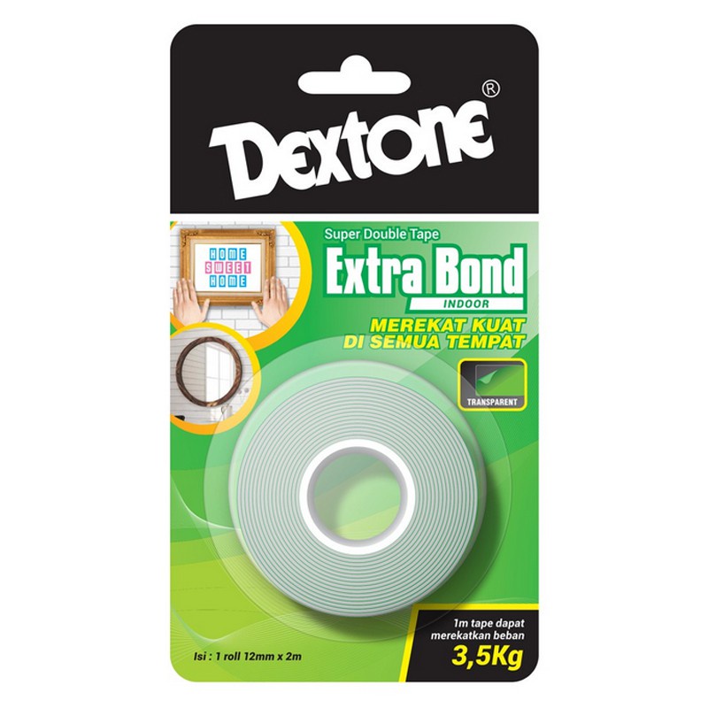 

Dextone Extra Bond Indoor Hijau - Double Tape ukuran 12 mm