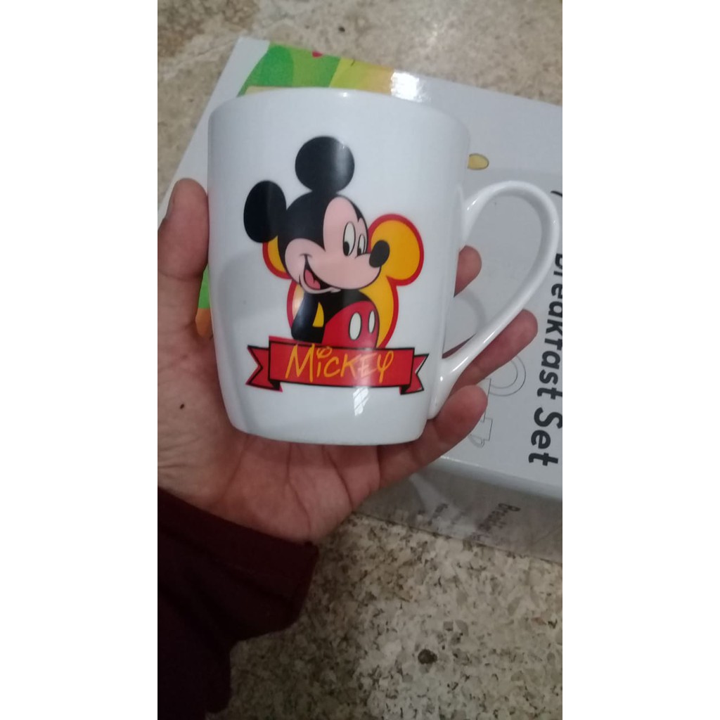 MOTIF TERBARU 3 in 1 Mickey Mouse Alat Makan Set (Piring+Mangkuk+Gelas) motif Micky Mouse REAL PICT