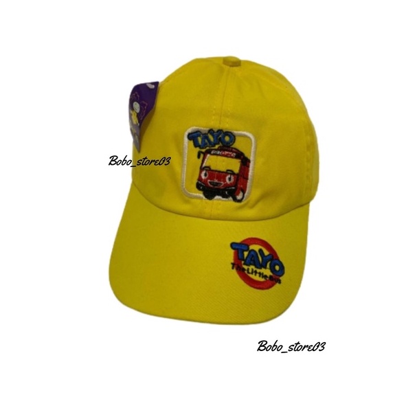 Bobo_store03 Topi Baseball Anak laki laki perempuan Karakter Superhero spiderman Tayo Boboboy hellokitty lol Usia 2 Sampai 8 Tahun Kualitas Terbaik-tayo kuning