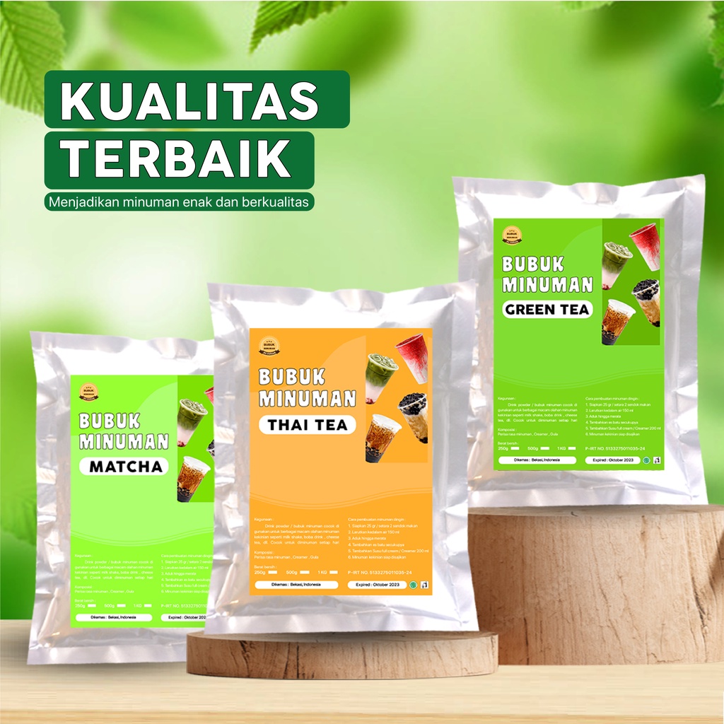 BUBUK MINUMAN RASA TEH 1KG / BUBUK MINUMAN BOBA 1KG / SERBUK MINUMAN ANEKA RASA 1KG / BUBUK MINUMAN KEKINIAN 1KG / SERBUK MINUMAN BOBA 1KG