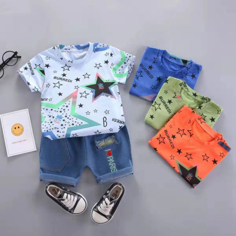 Setelan Anak Import Kaos Fullprint 1-5 Tahun Setelan Anak Laki laki Kaos dan Celana Jeans