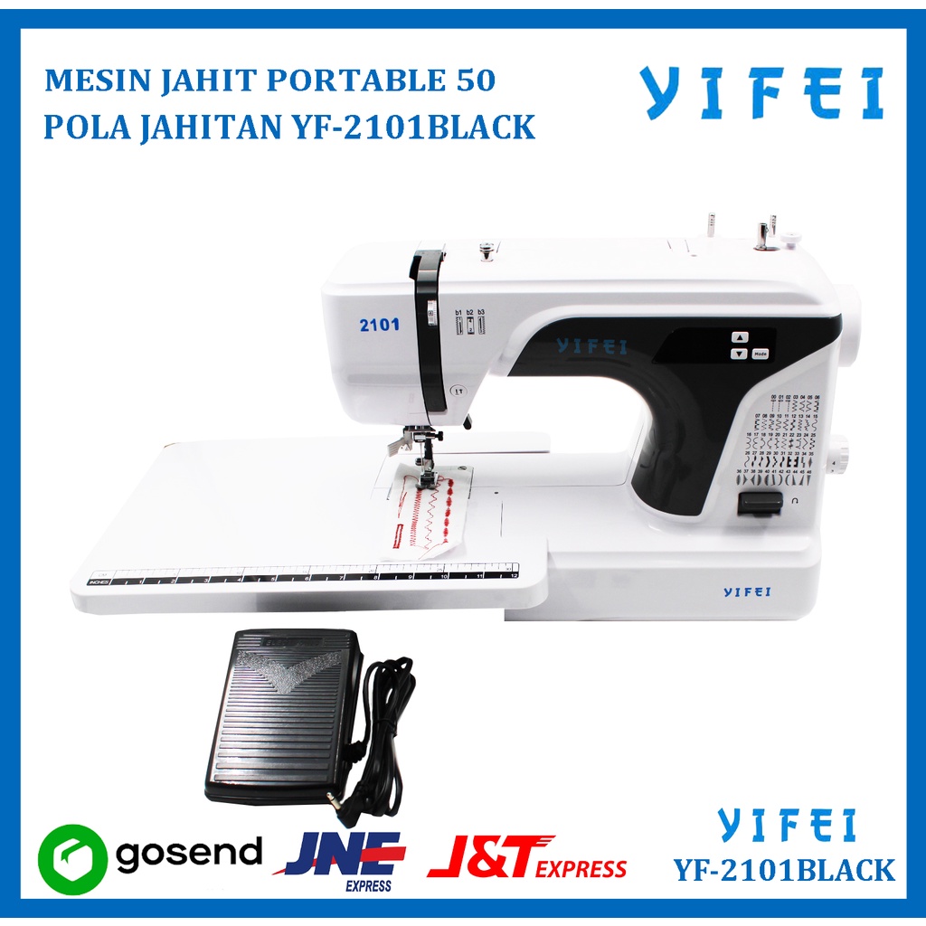 MESIN JAHIT PORTABLE 50 POLA JAHITAN YIFEI YF-2101BLACK WARNA HITAM