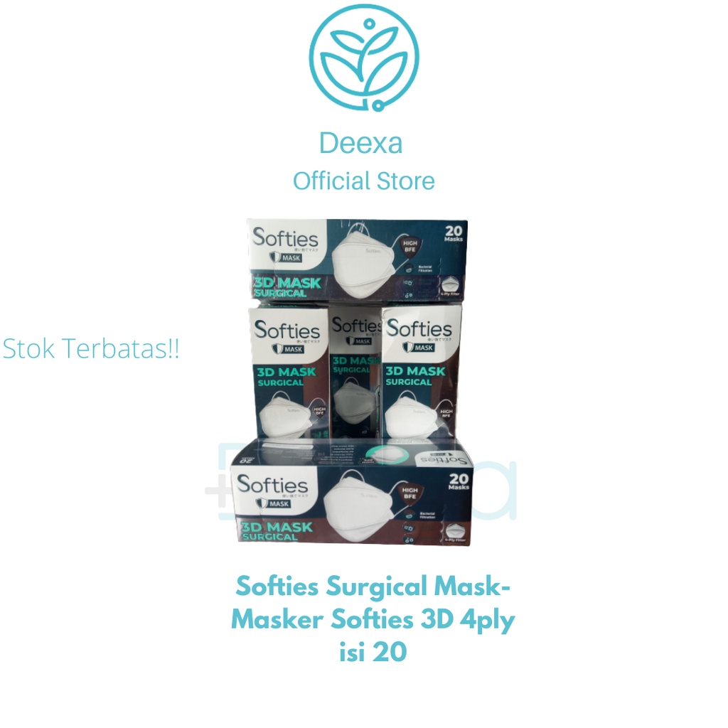 Softies 3D Surgical Mask-Masker Softies 3D 4ply isi 20