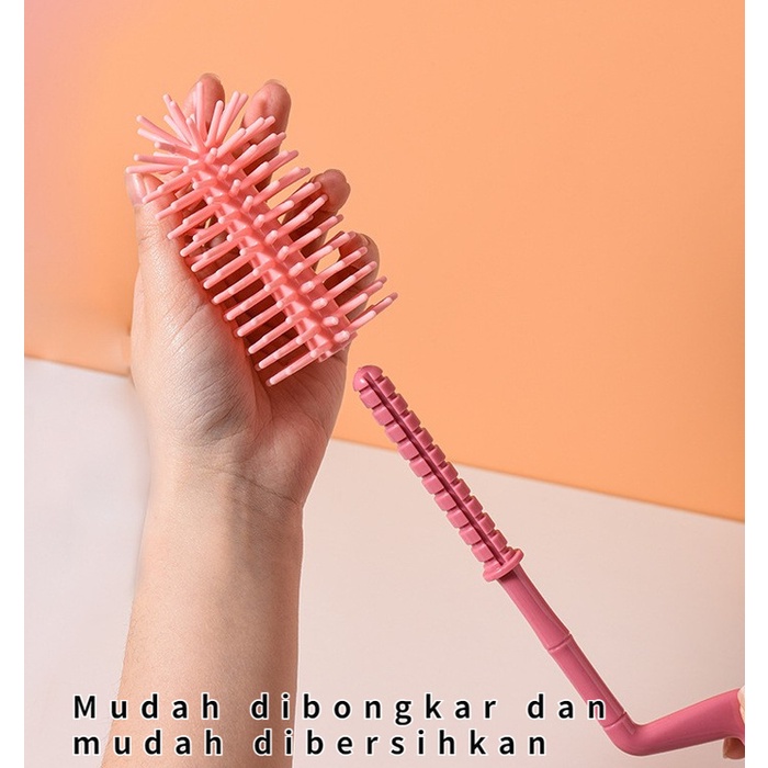 Sikat Botol Bayi Silikon Bottle Nipple Straw Silicone Brush Set 3 in 1