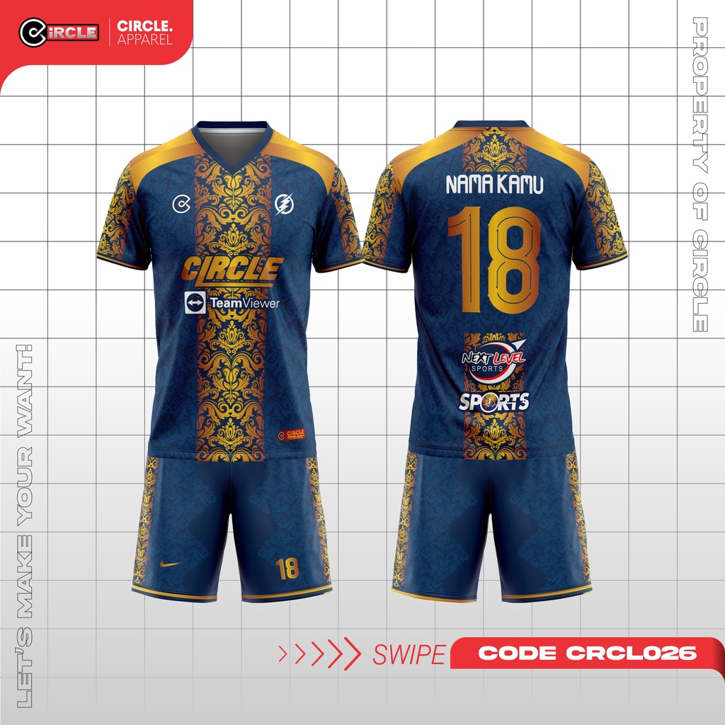 Circle Original Sportwear Jersey Futsal / Sepakbola Full Printing Custom Dry-fit Premium