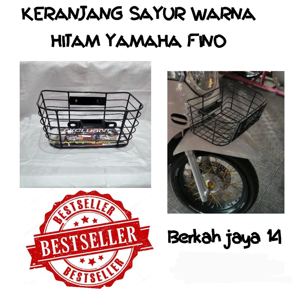 KERANJANG SAYUR FINO DAN DUDUKAN PLAT NOMOR WARNA HITAM UNTUK SEPEDA MOTOR YAMAHA BEBEK BAHAN BESI PLAT TEBAL HARGA TERMURAH BARANG BERKUALITAS PROMO DISKON TERLARIS