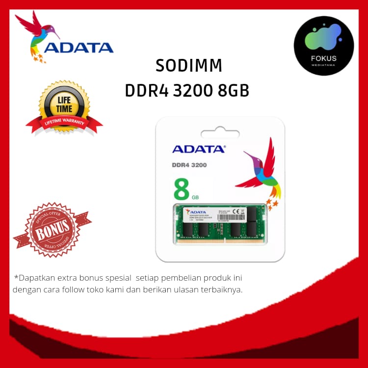 ADATA Premier DDR4 3200MHz 8GB U-DIMM / SODIMM RAM PC / LAPTOP