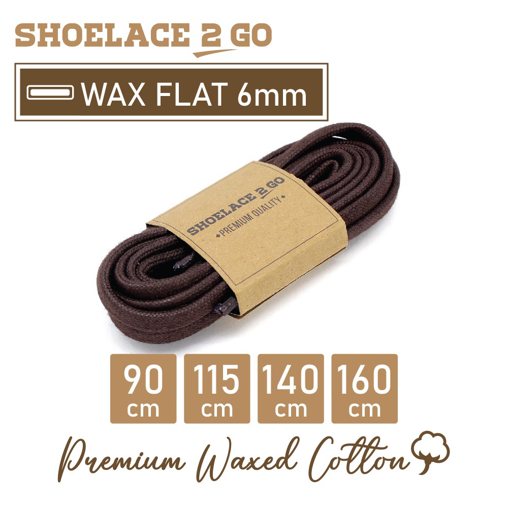 SHOELACE 2 GO PREMIUM TALI SEPATU LILIN WAX GEPENG PIPIH FLAT - WF6 - C2 - DARK BROWN - 6MM