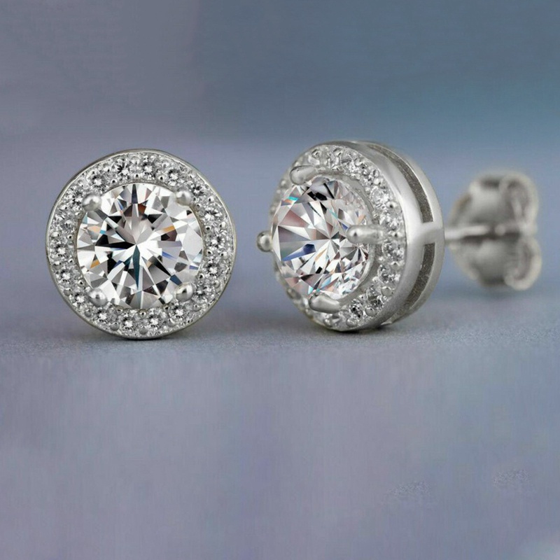 Fancyqube Anting Stud 925 Silver Cubic Zircon Gaya Elegan Untuk Hadiah Pernikahan Wanita