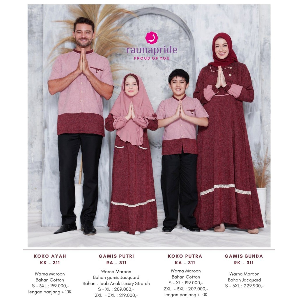 Busana Sarimbit Keluarga Rauna / SR - 311 Marun / Fashion Muslim