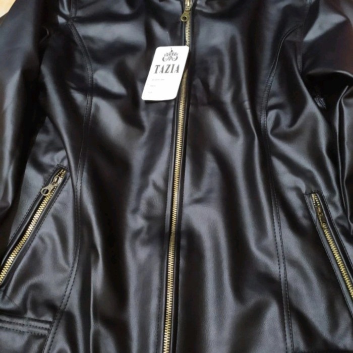 Jaket Wanita Jaket Kulit Motor Wanita Fashion Jaket Slimfit Cewek Casual Original - Hitam, M(F0B1) J