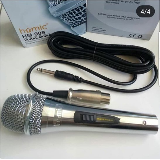 Mic Microphone Microfon Homic HM-909 Full Stainless Karaoke