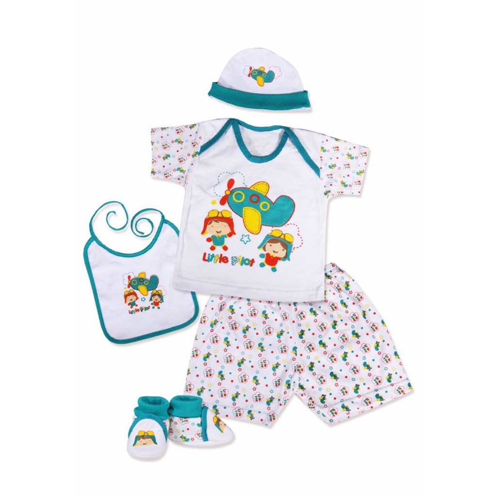 Baby Set 11163 merk KIDDY - Baby Gift Set Baju, Celana, Bib dan Sepatu Bayi