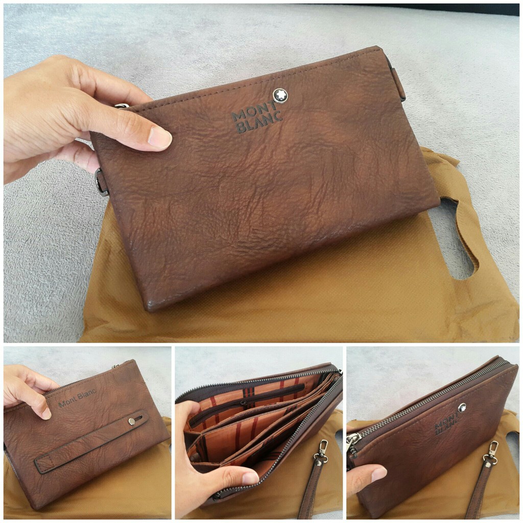 DOMPET CLUTCH HAND BAG KULIT PRIA IMPORT MONTBLANC COKLAT KODE 6302