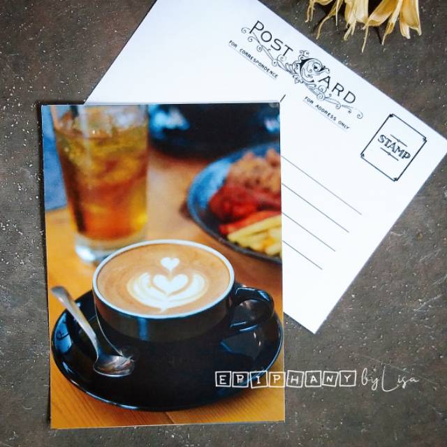 

Postcard (kartu pos) Coffe in black cup