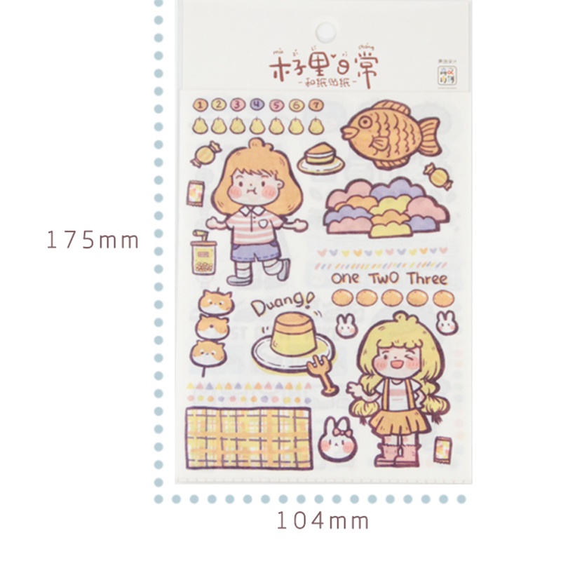 4 Sheets School Girl Daily Washi Stickers Student Deco Stationery Stickers