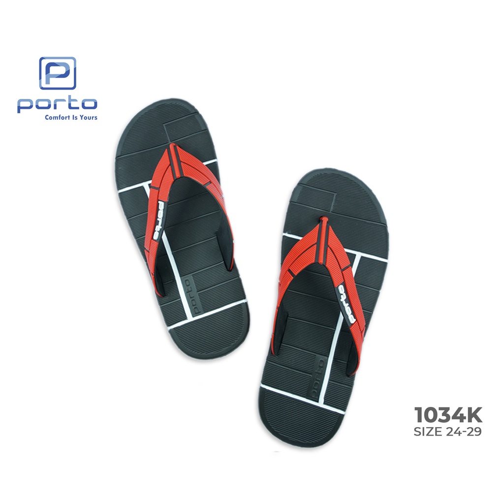 1034K -  Porto Leveling Sandal Jepit Anak Laki Size 24 - 29 Anti Slip Nyaman Awet Keren Original Terbaru