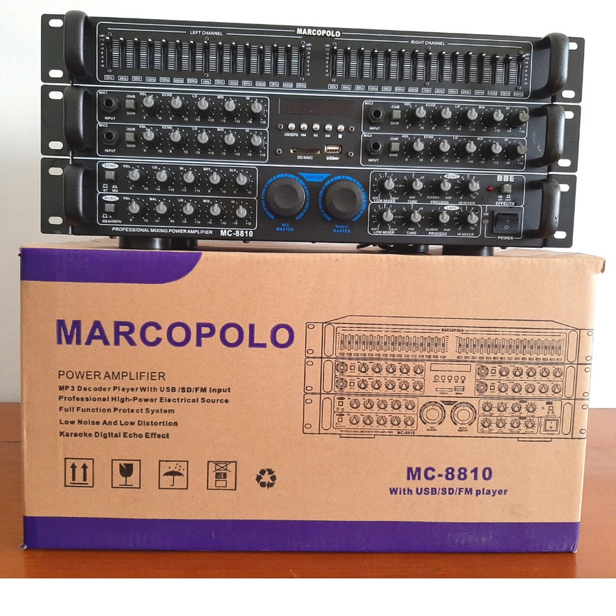 Amplifier Power Mixer Bluetooth/USB/ MP3 Karaoke Marcopolo MC 8810