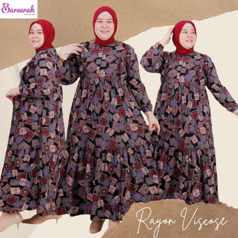 Gamis katun rayon Jumbo premium By Bareerah//Gamis Rayon Motif//Gamis Standar Rayon//Gamis Rayon Jumbo