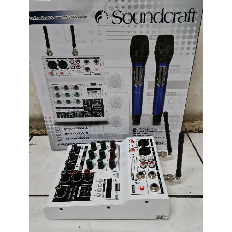 Mixer Audio SOUNFCRAFT EFX 402W 4CH + 2BH MICROPHONE WIRELESS USB-BLUETOOTH-RECORDING