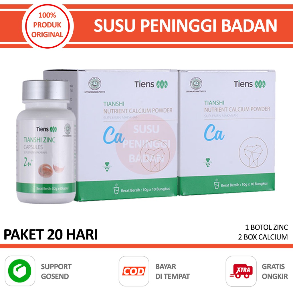 

Susu Peninggi Badan TIENS (Paket 2: 2 Calcium + 1 Zinc) | Obat Peninggi Badan TIENS