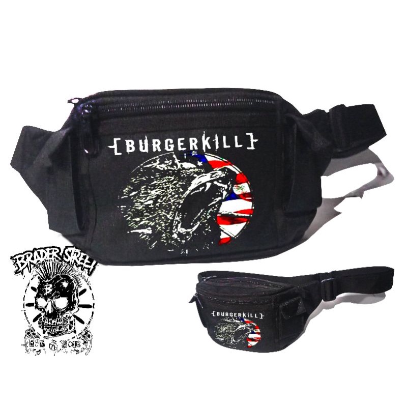 tas pinggang burgerkill,tas slempang,tas waisbag,tas band black metal,tas pria tas band,tas bahu