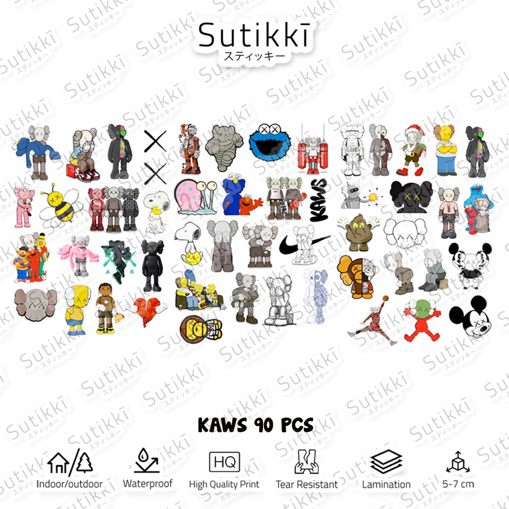 Sutikki | Sticker Pack Kaws Hypebeast Uniqlo Sesame Street Stiker Vinyl Laptop Motor Sepeda Koper