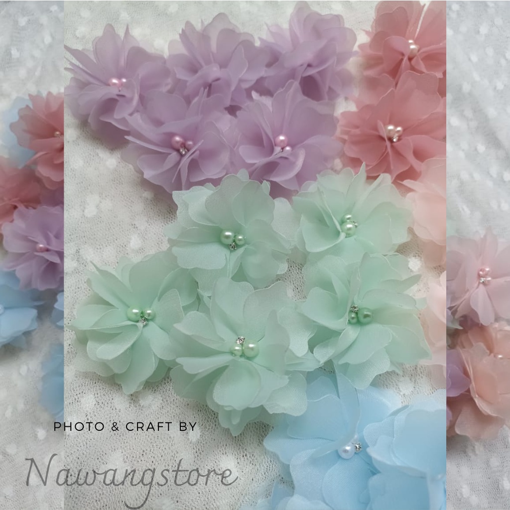 Aplikasi Bunga Petunia 5cm/6K/1MT.2ME/kebaya/payet/craft/gaun/gamis/brukat/wisuda