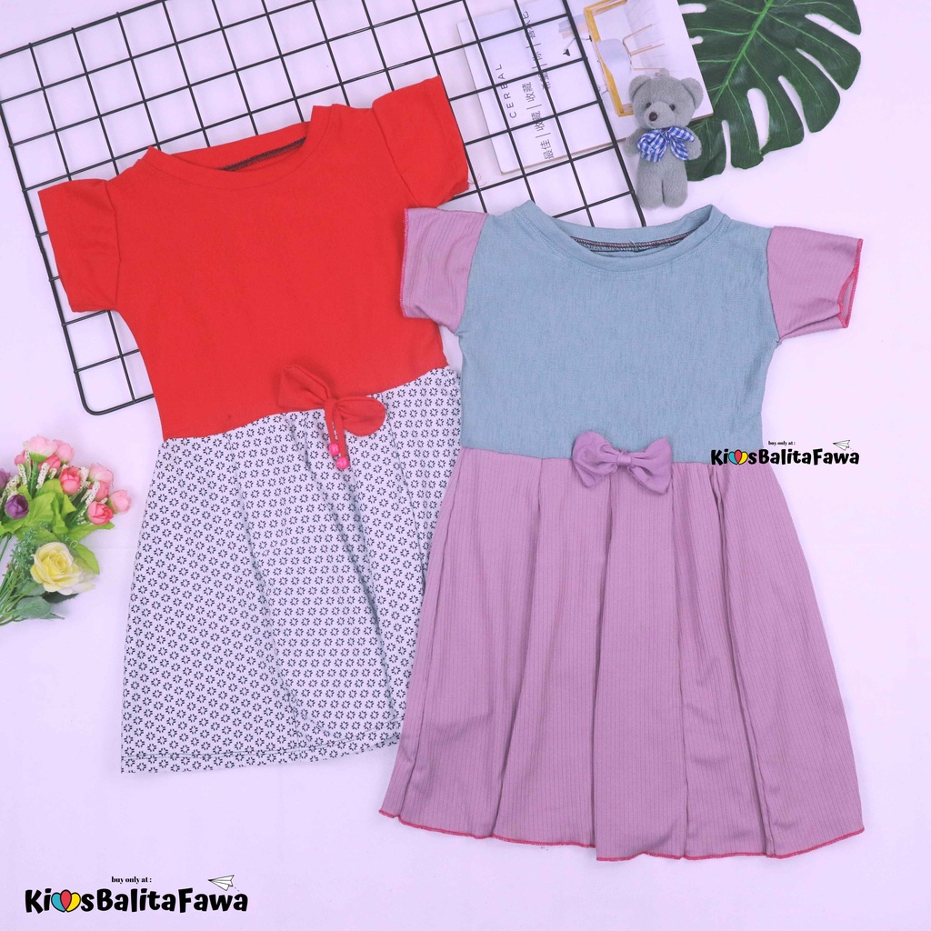 Dress Rossa LENGAN uk 4 Tahun / Dres Balita Anak Perempuan Cewek Baju Lengan Murah Casual