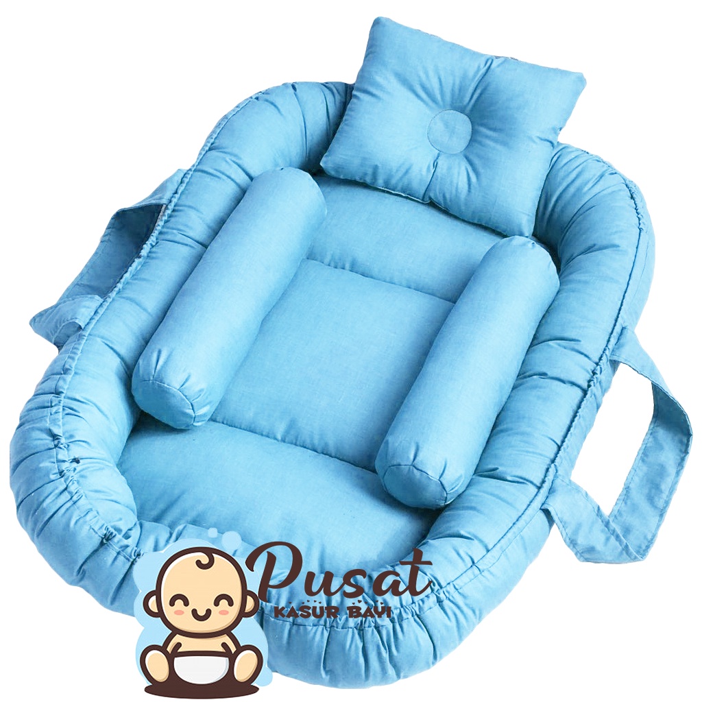 KASUR BABY NEST POLOS SET KELAMBU + BEDCOVER FREE BANTAL KOTAK &amp; TAS