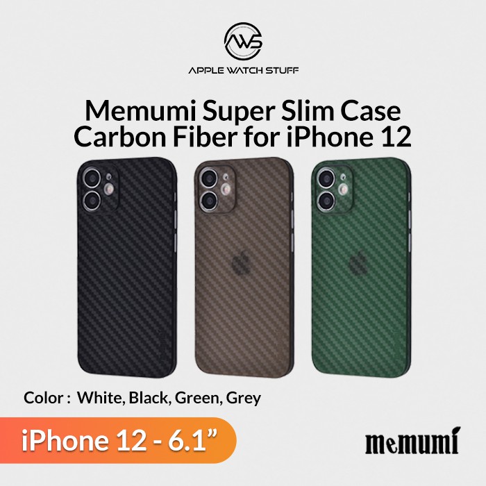 Memumi Super Slim Case Carbon Fiber Back Cover for iPhone 12 6.1&quot;