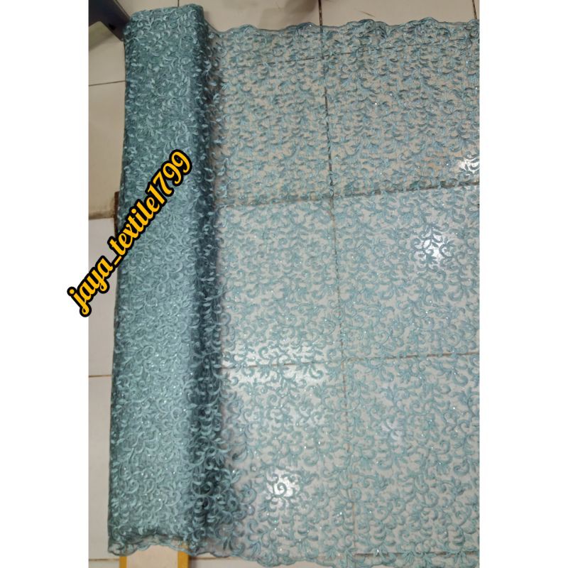 TILE TULLE AKAR SPIDER / Kain Brokat akar spider Payet / harga 0,5 meter