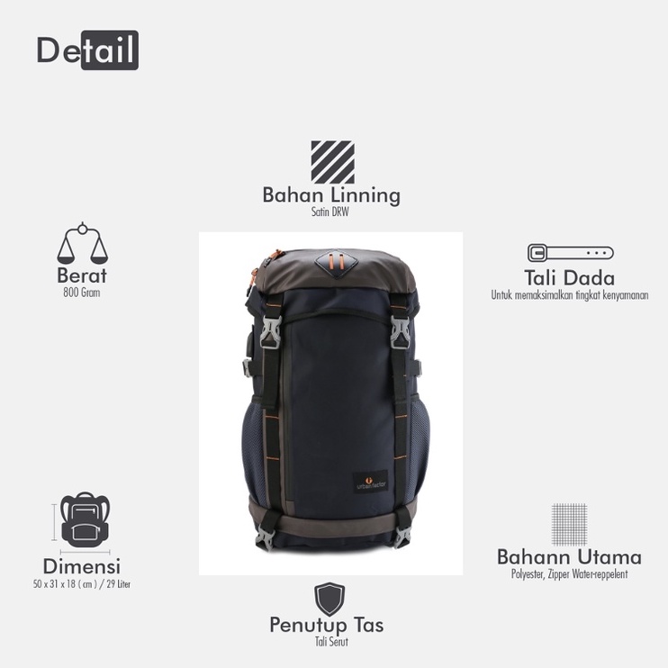 ACE BRILL NAVY |MANNEEDME x URBAN| Tas Ransel Punggung Pria Travel Backpack ORIGINAL