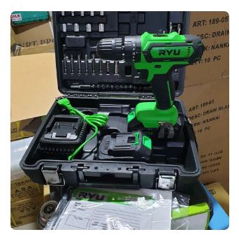 Mesin Bor Baterai Tangan Cordless Drill Battery impact drill Cordless 20V Electric Drill Impact Cordless Electric Drill 2 BATERAI 20 VOLT RYU RCI