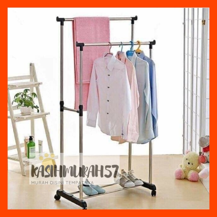 RAK BAJU GANTUNG - DOUBLE ROD RACK ORGANIZER