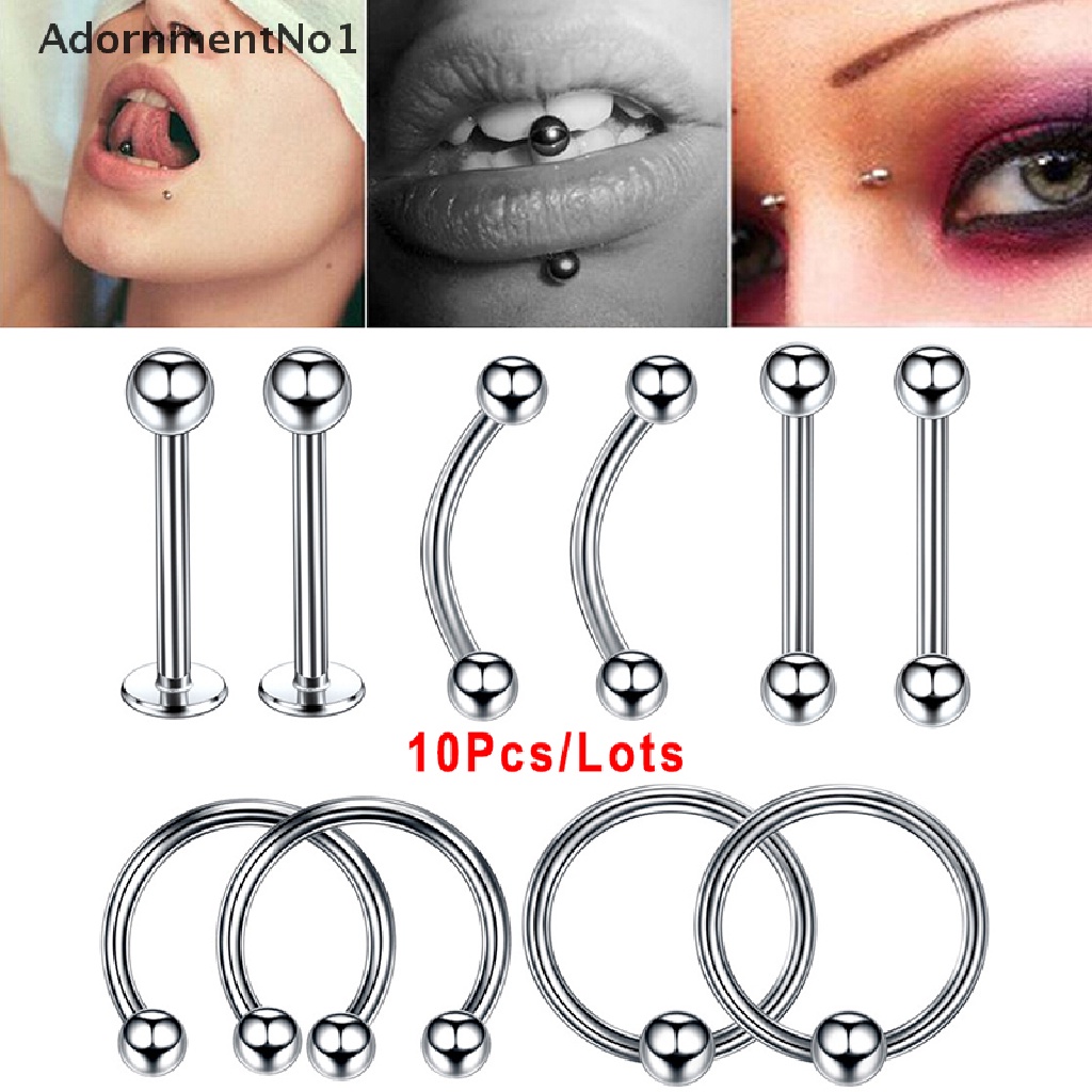 (AdornmentNo1) 10pcs / Lot Cincin Tindik Alis / Hidung / Lidah / Tubuh Desain Tapal Kuda Untuk Wanita