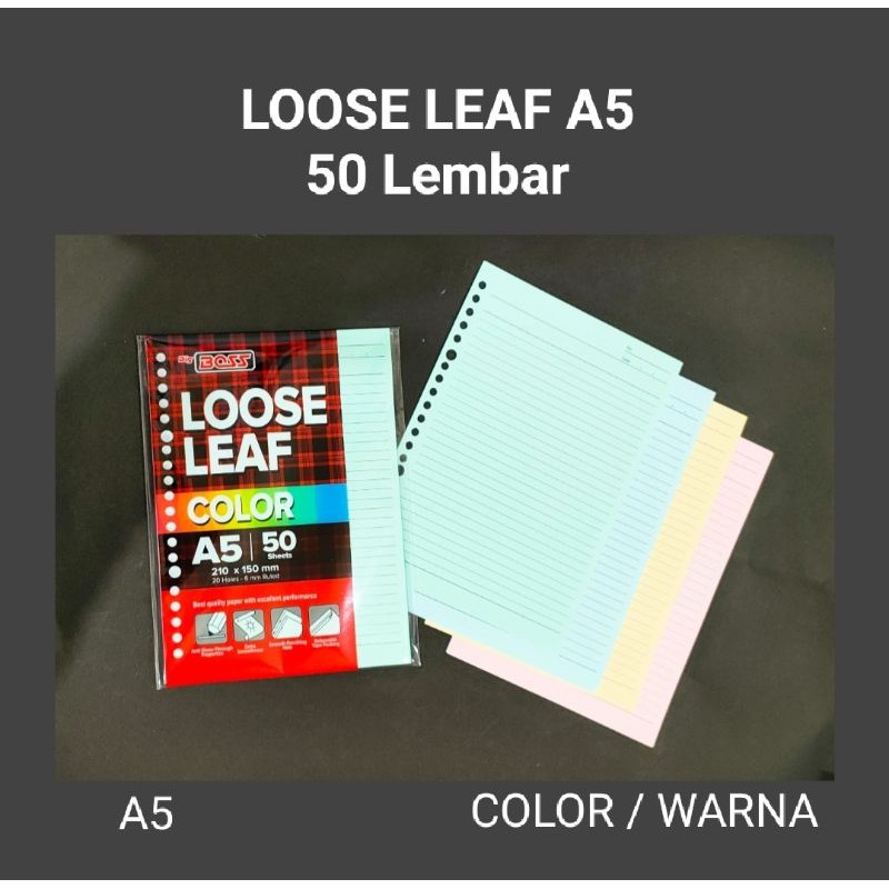 

Refill Binder Loose Leaf A5 Big Boss Garis Warna Rainbow 20 Holes - isi 50 Lembar